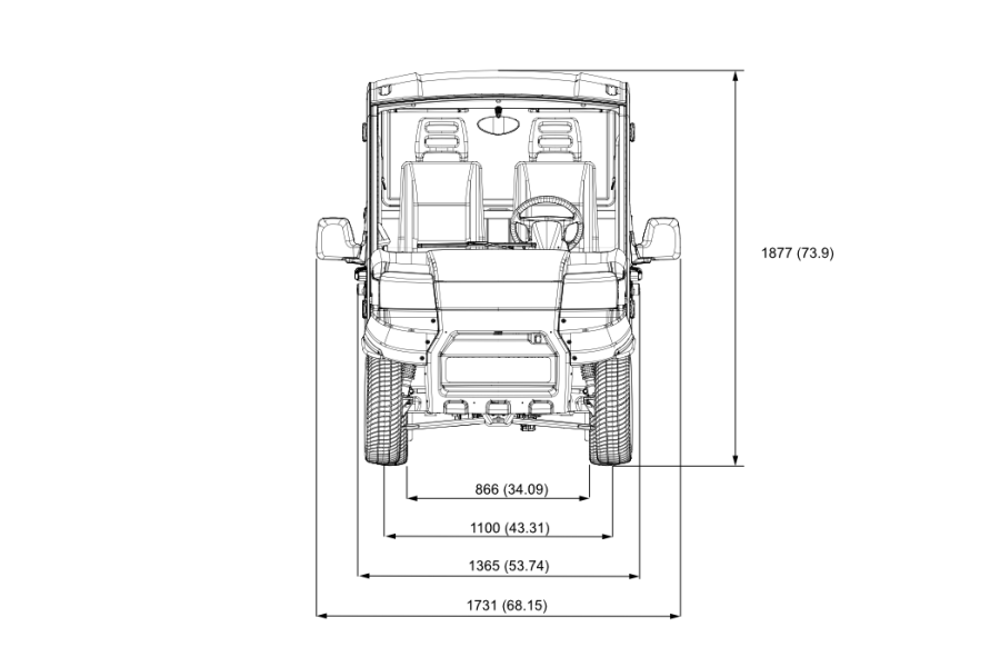 club car urban l7e dimensions front