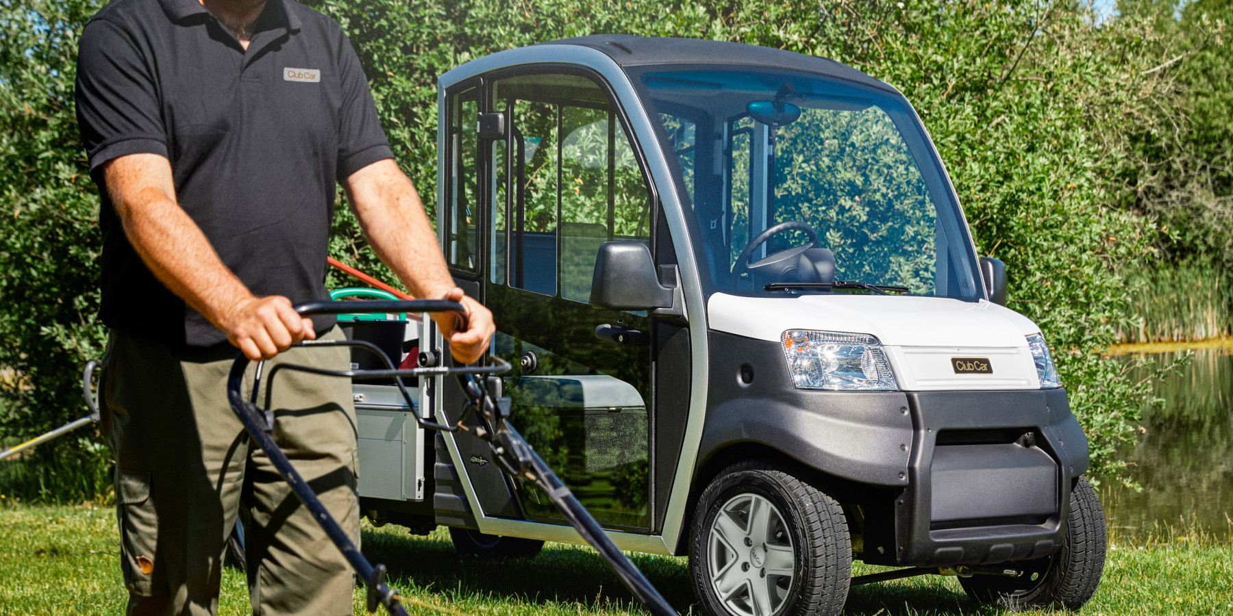 club car urban xr main with lawnmower